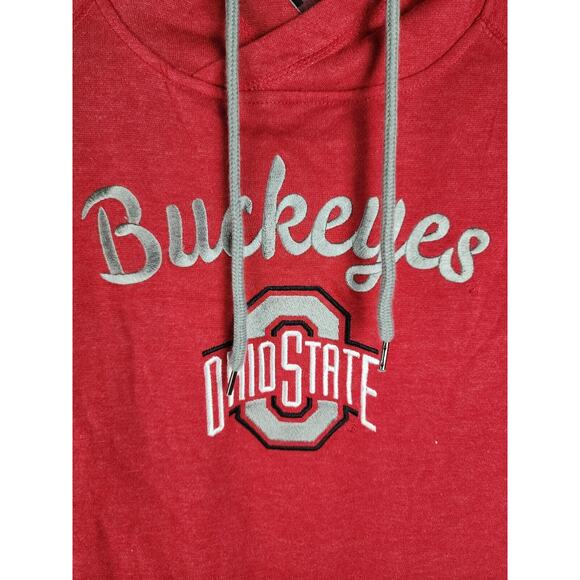 Women's Colosseum Red Gray OHIO STATE BUCKEYES Pullover Hoodie Sz M Stitched - Picture 2 of 4